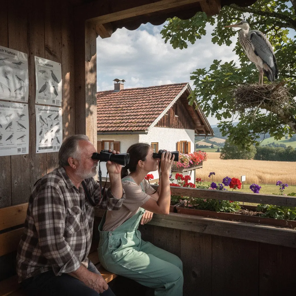 Eine Gruppe von Teilnehmern lernt, verschiedene Vogelarten anhand ihrer Merkmale zu identifizieren.